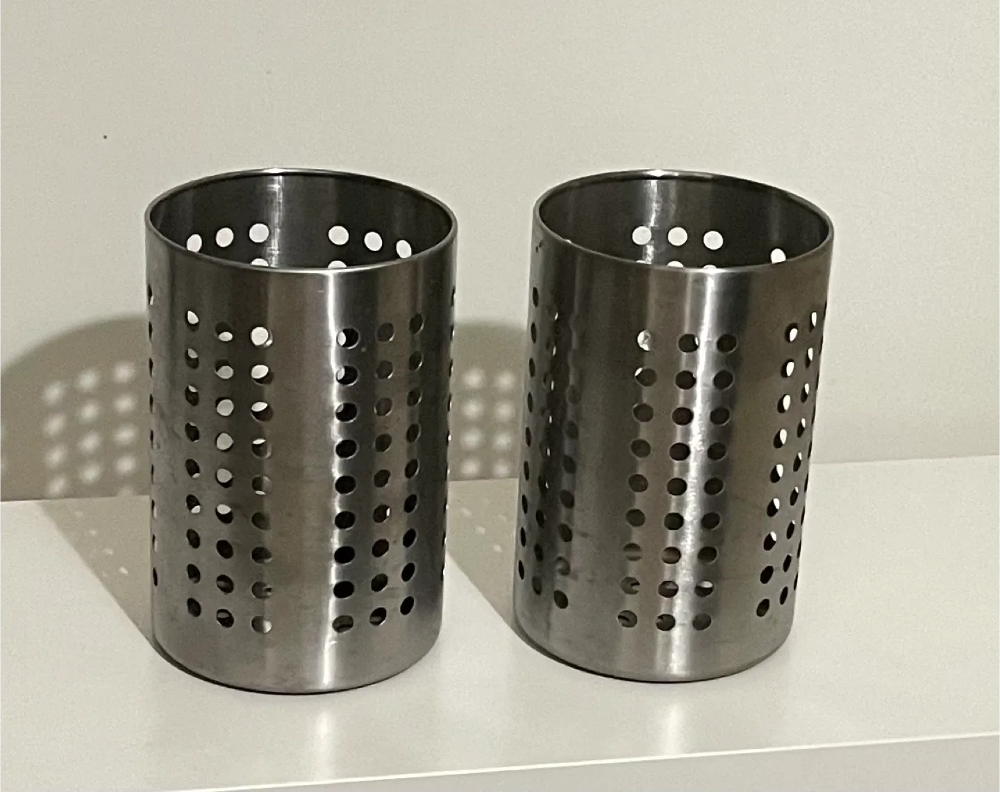 A Pair of IKEA Stainless Steel Utensil Holders thumbnail
