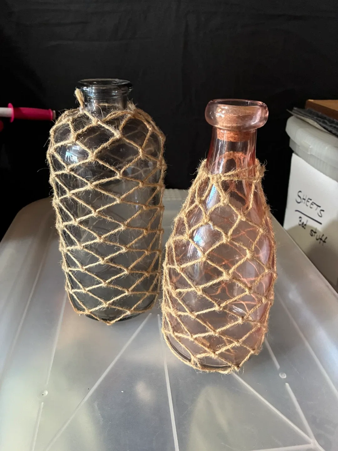 Decorative Glass Bottles with Jute Netting thumbnail