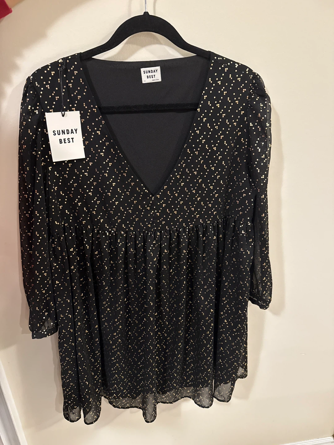 Aritzia Sunday Best Jinx Mini Dress - Black Gold, M - photo 5