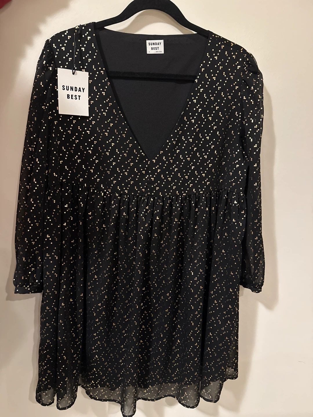 Aritzia Sunday Best Jinx Mini Dress - Black Gold, M - photo 3