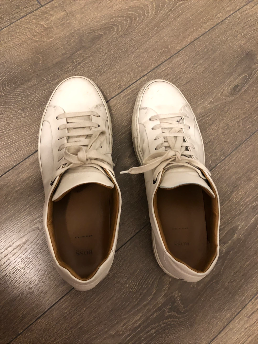 BOSS White Leather Sneakers - Size 43