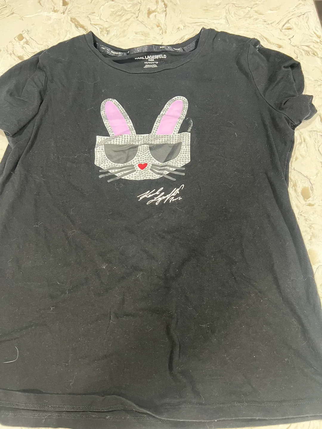Karl Lagerfeld Paris Black Tee XS thumbnail