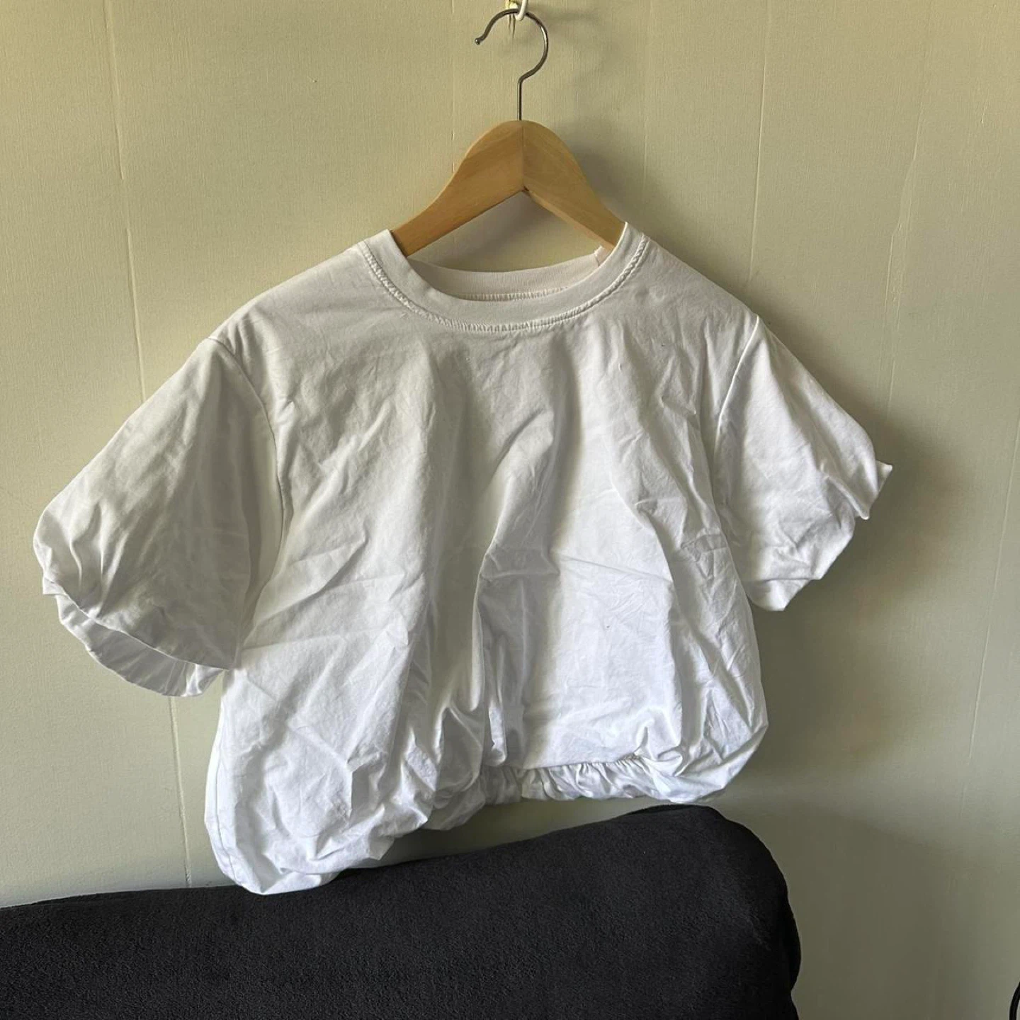 White puff sleeve cropped t-shirt - photo 2
