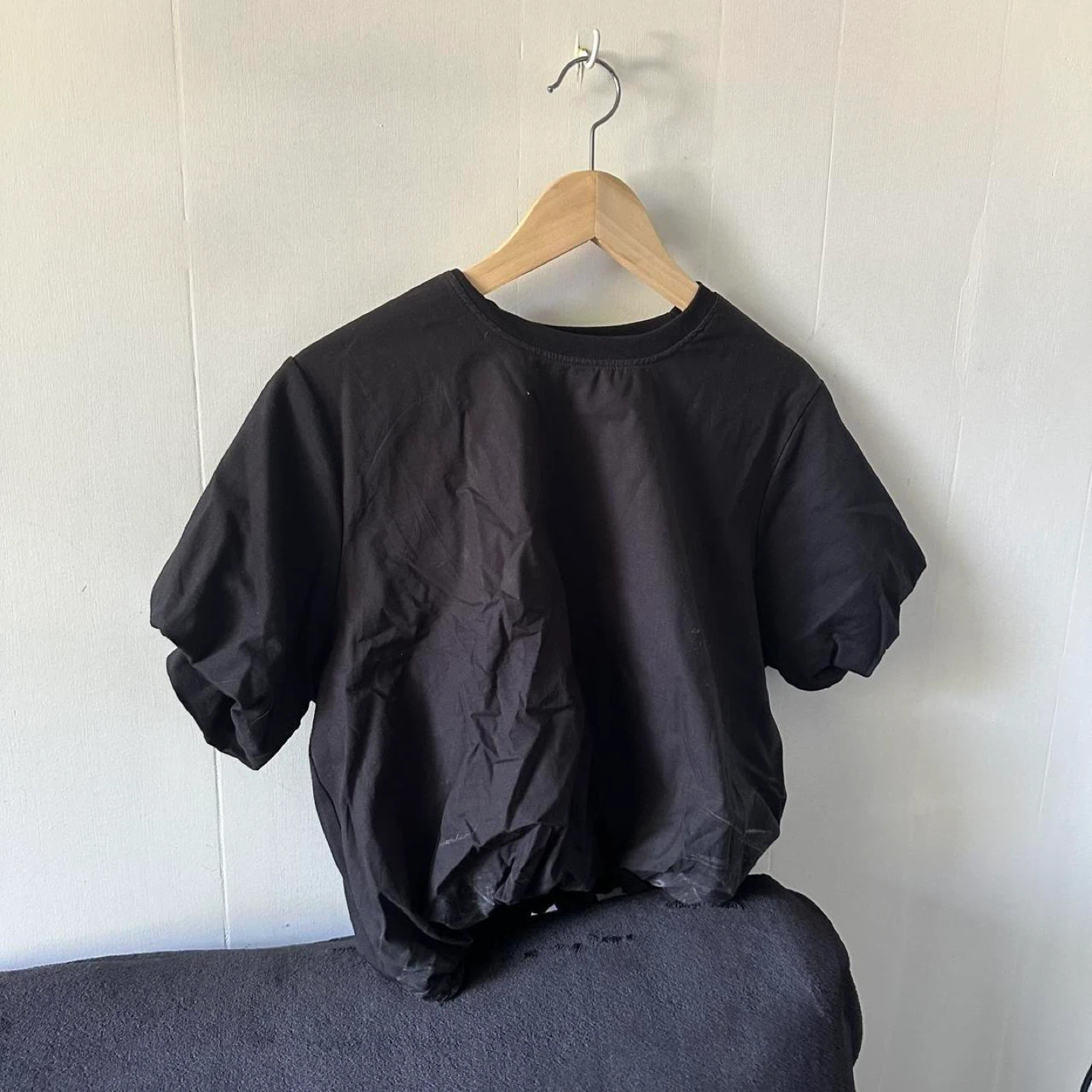Black puff sleeve crop top - photo 2