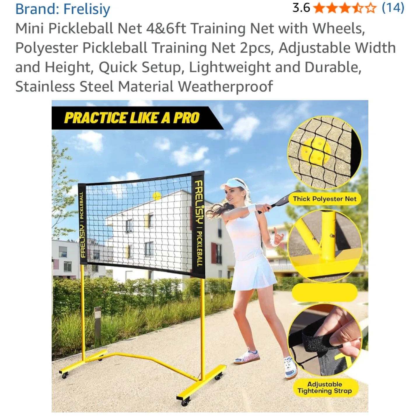 Frelisiy Mini Pickleball Net 4&6ft Training Net with Wheels image indicator(3)