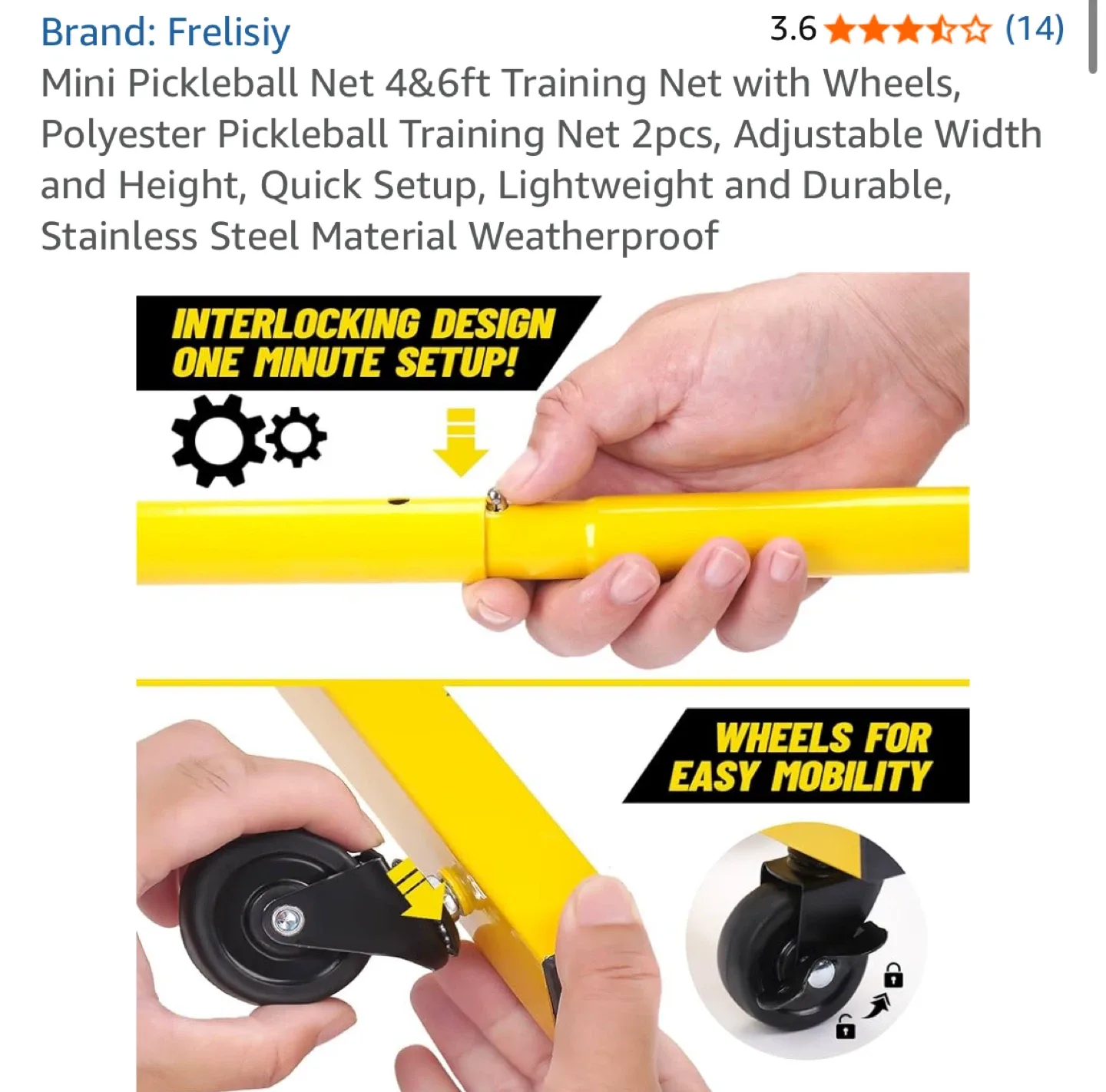 Frelisiy Mini Pickleball Net 4&6ft Training Net with Wheels image indicator(6)