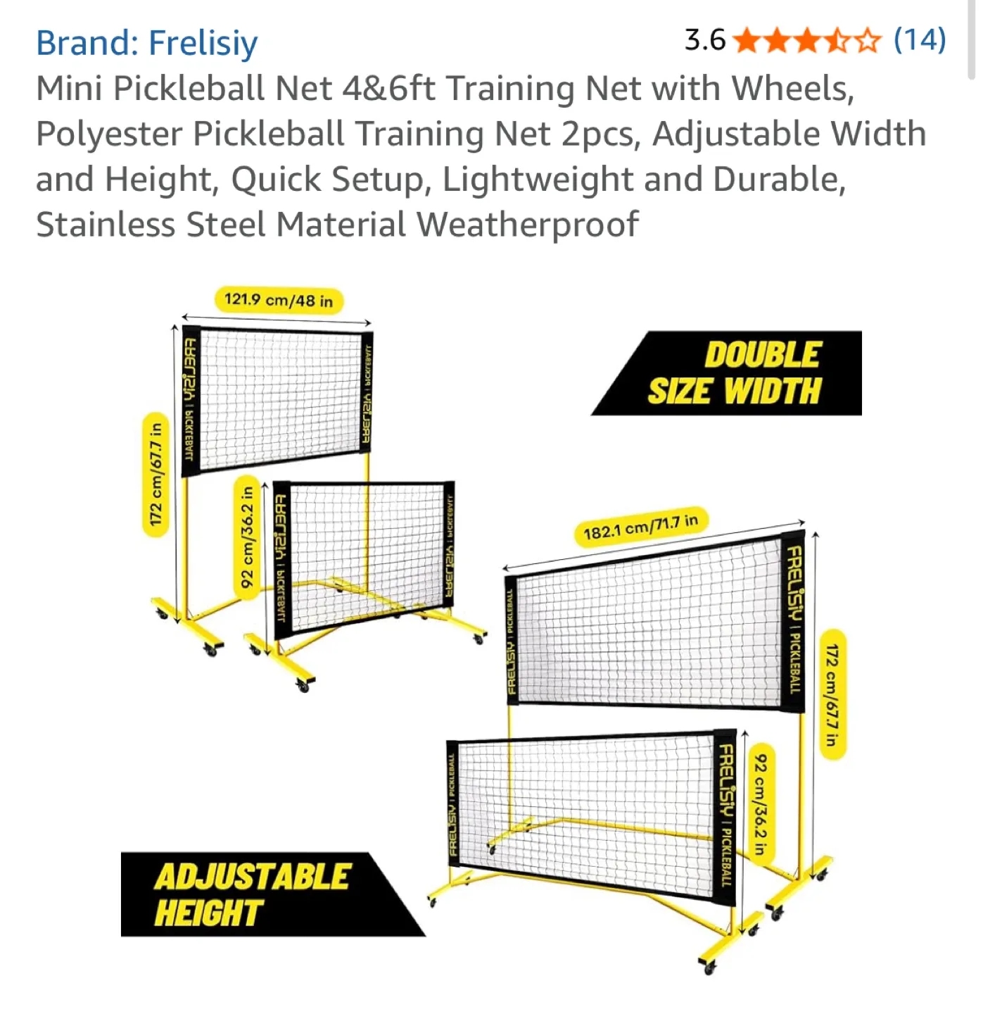 Frelisiy Mini Pickleball Net 4&6ft Training Net with Wheels image indicator(2)