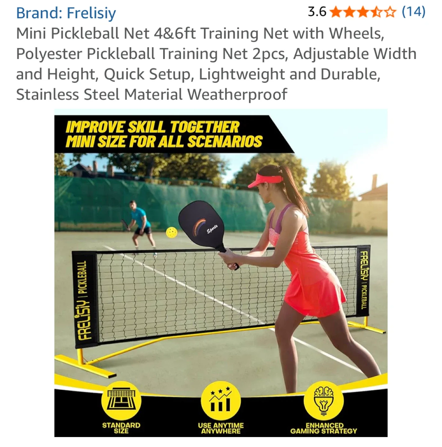 Frelisiy Mini Pickleball Net 4&6ft Training Net with Wheels image indicator(4)