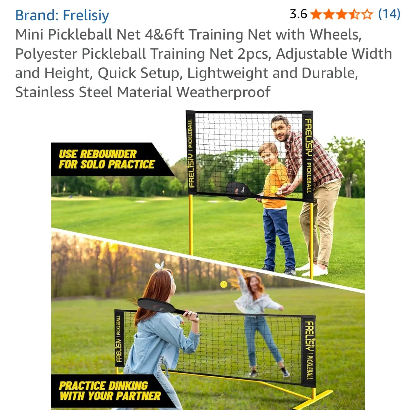 Frelisiy Mini Pickleball Net 4&6ft Training Net with Wheels image indicator(5)