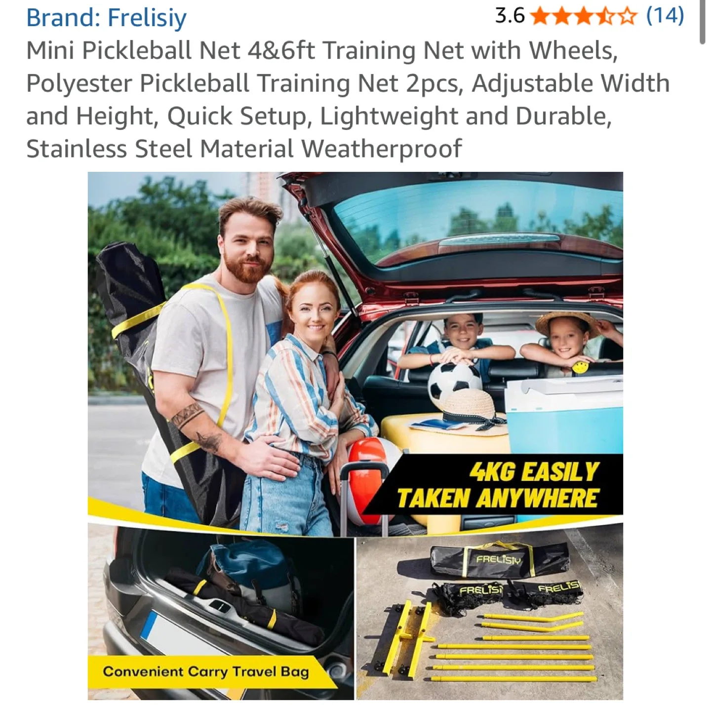 Frelisiy Mini Pickleball Net 4&6ft Training Net with Wheels image indicator(7)