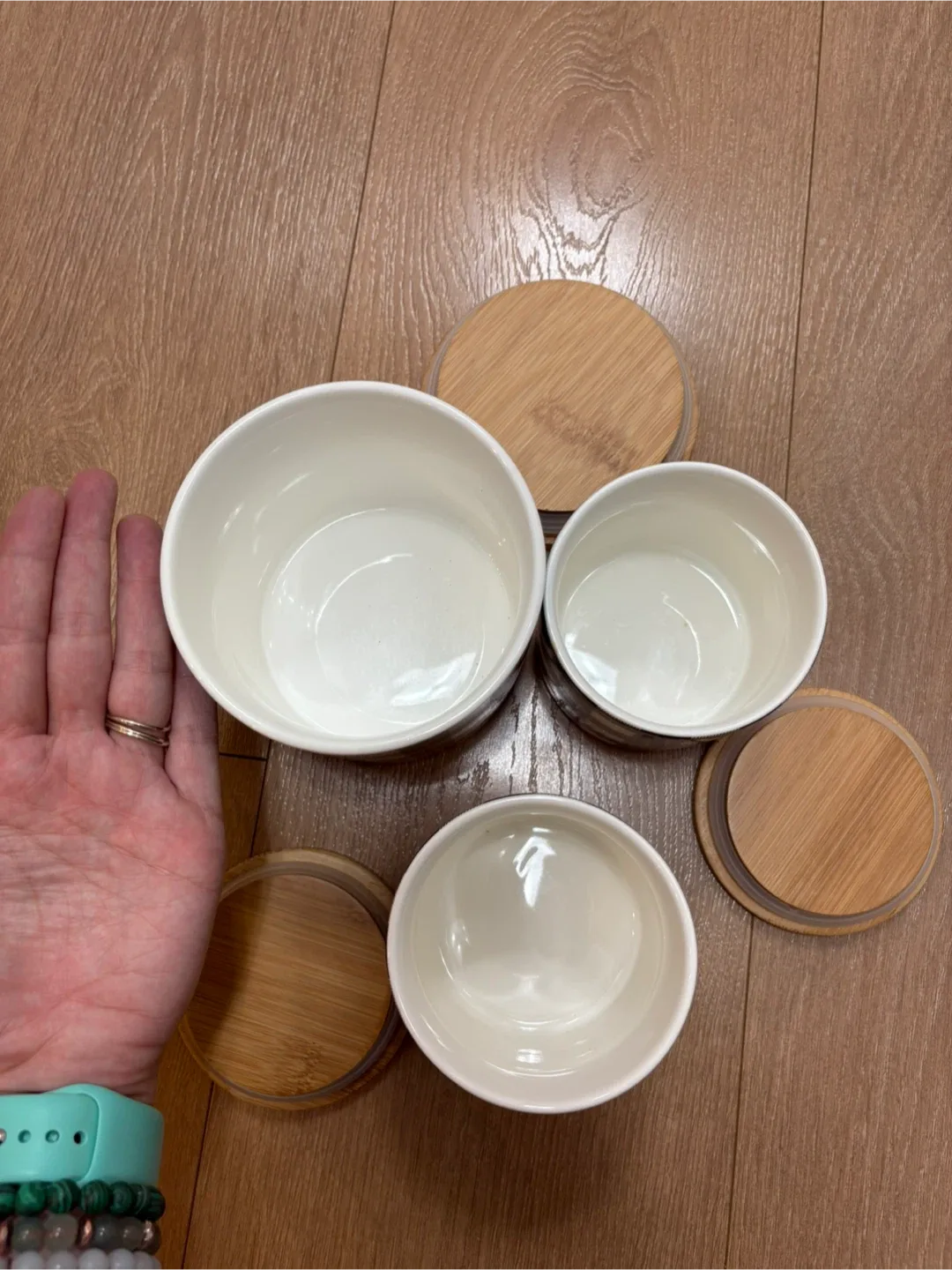 Gingham Ceramic Canister Set with Bamboo Lids image indicator(3)