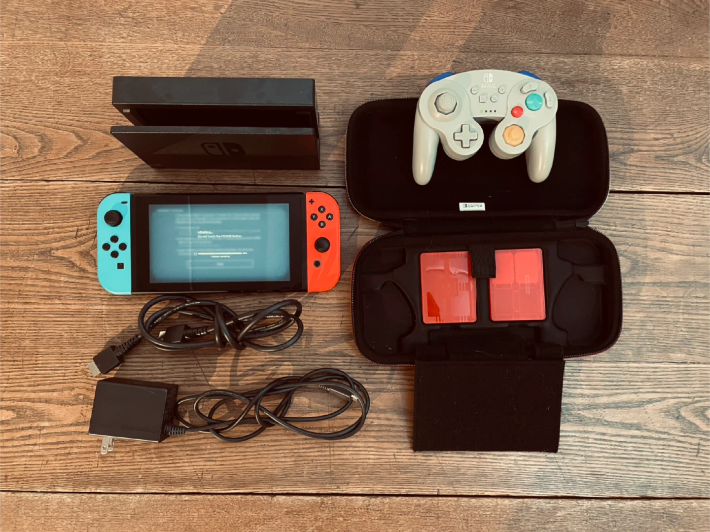 Nintendo Switch with Joy-Cons, GameCube Controller & Case