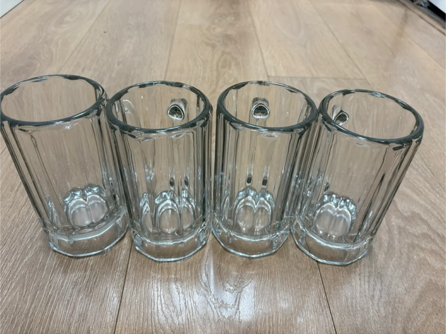 Set of 4 Ribbed Glass Beer Mugs thumbnail