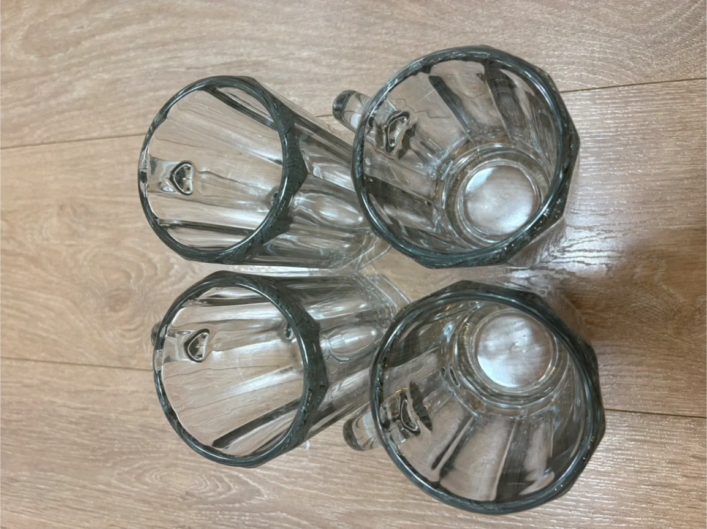 Set of 4 Ribbed Glass Beer Mugs image indicator(2)
