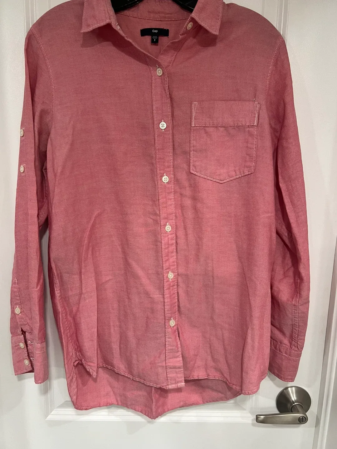Gap Pink Button-Up Shirt - Size S thumbnail