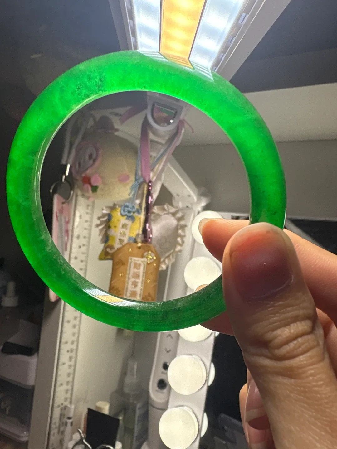 Jade Bangle Bracelet Set - Green & White image indicator(2)