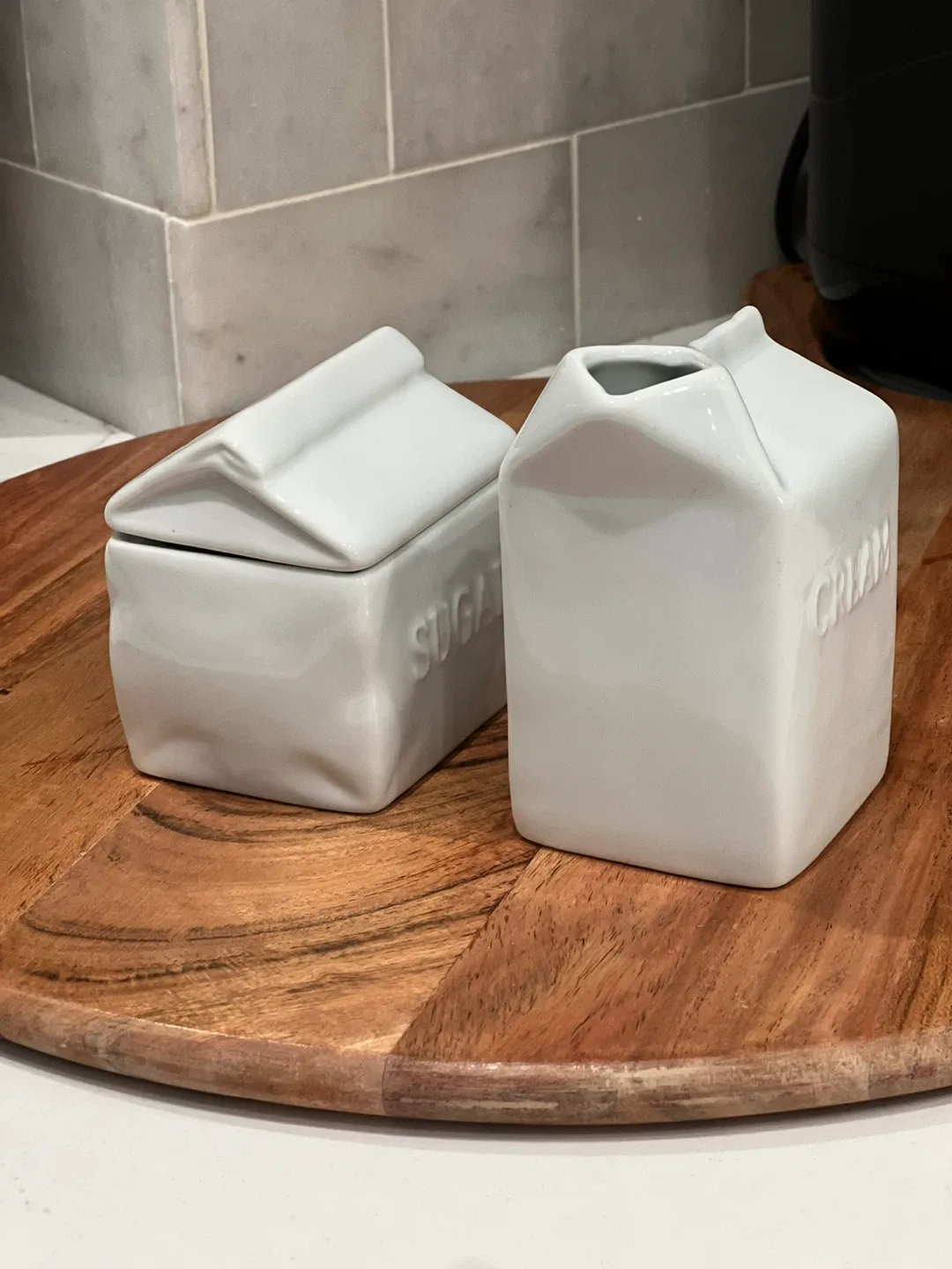 Fitz and Floyd Sugar Bowl and Creamer Everyday White Porcelain image indicator(2)