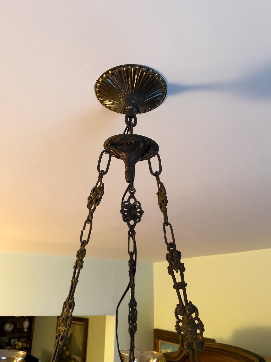 Vintage Ceramic & Brass Chandelier - photo 4