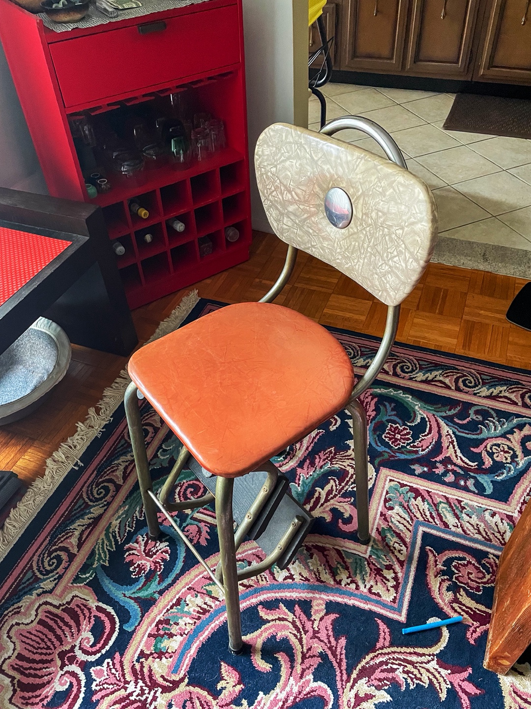 Mid Century Step Stool Chair with Fold-Out Steps - photo 2