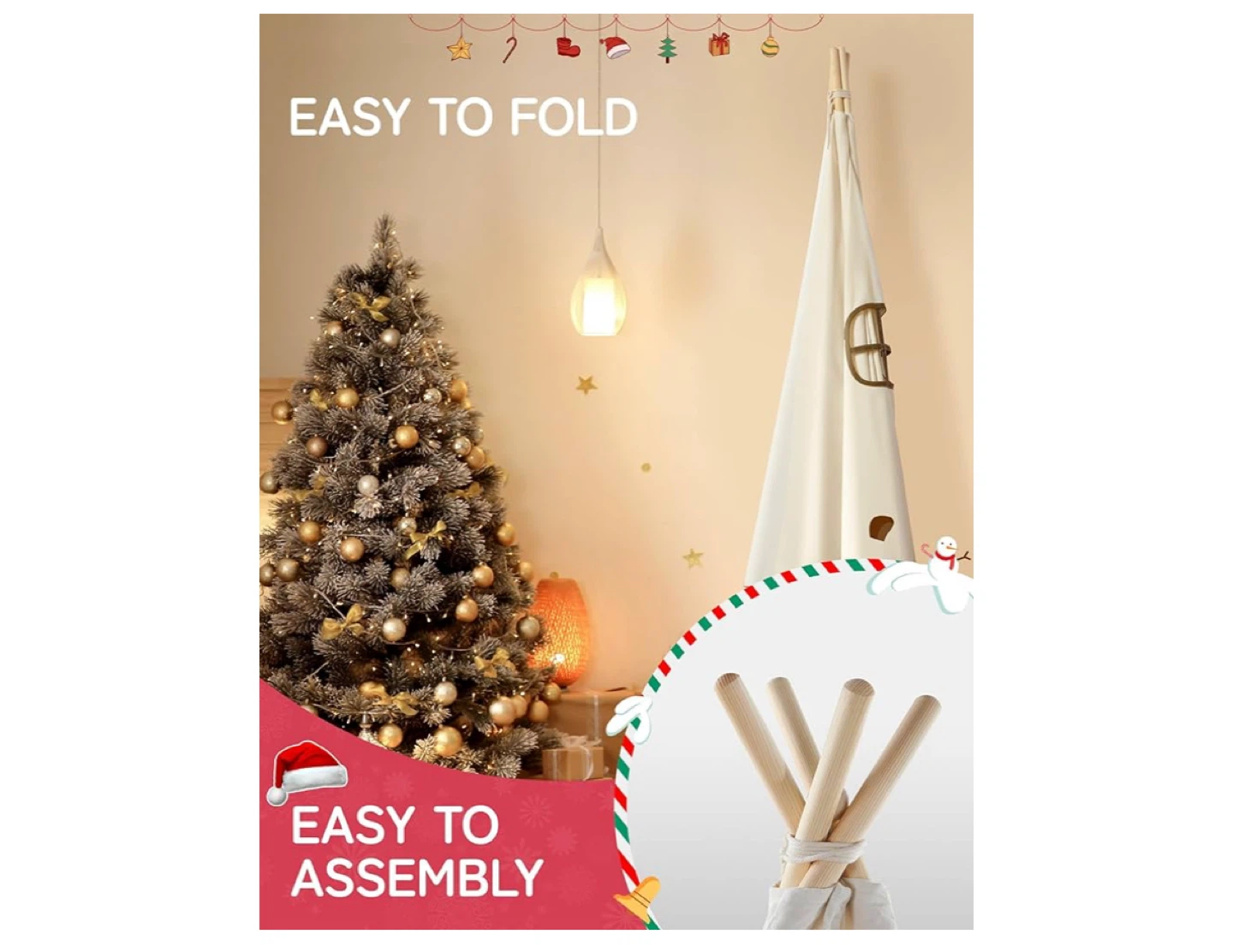 Kids Canvas Play Tent - Easy to Fold - photo 3