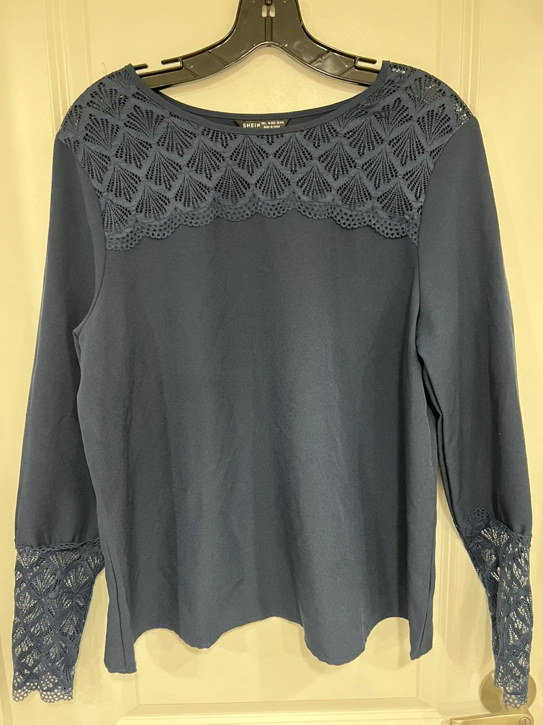Shein Navy Blue Lace Top - Size US 10 thumbnail