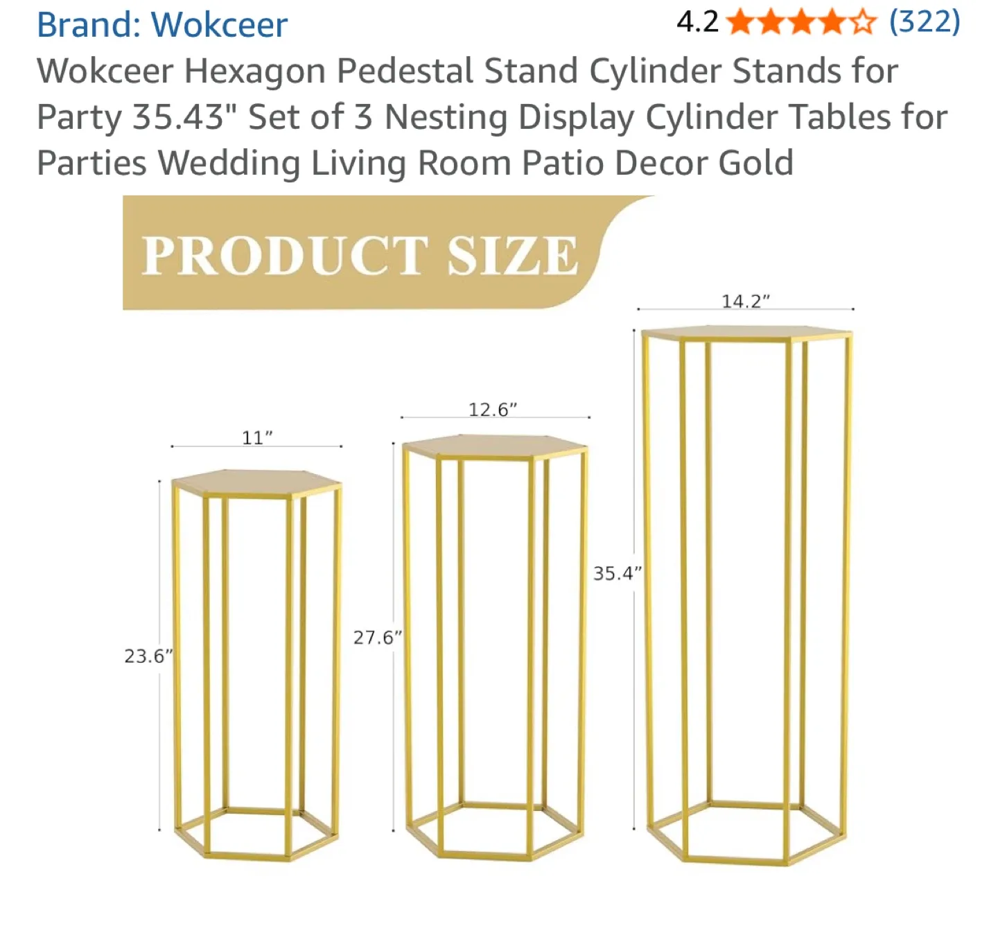 Wokceer Hexagon Pedestal Stand Cylinder Tables - Set of 3 image indicator(2)