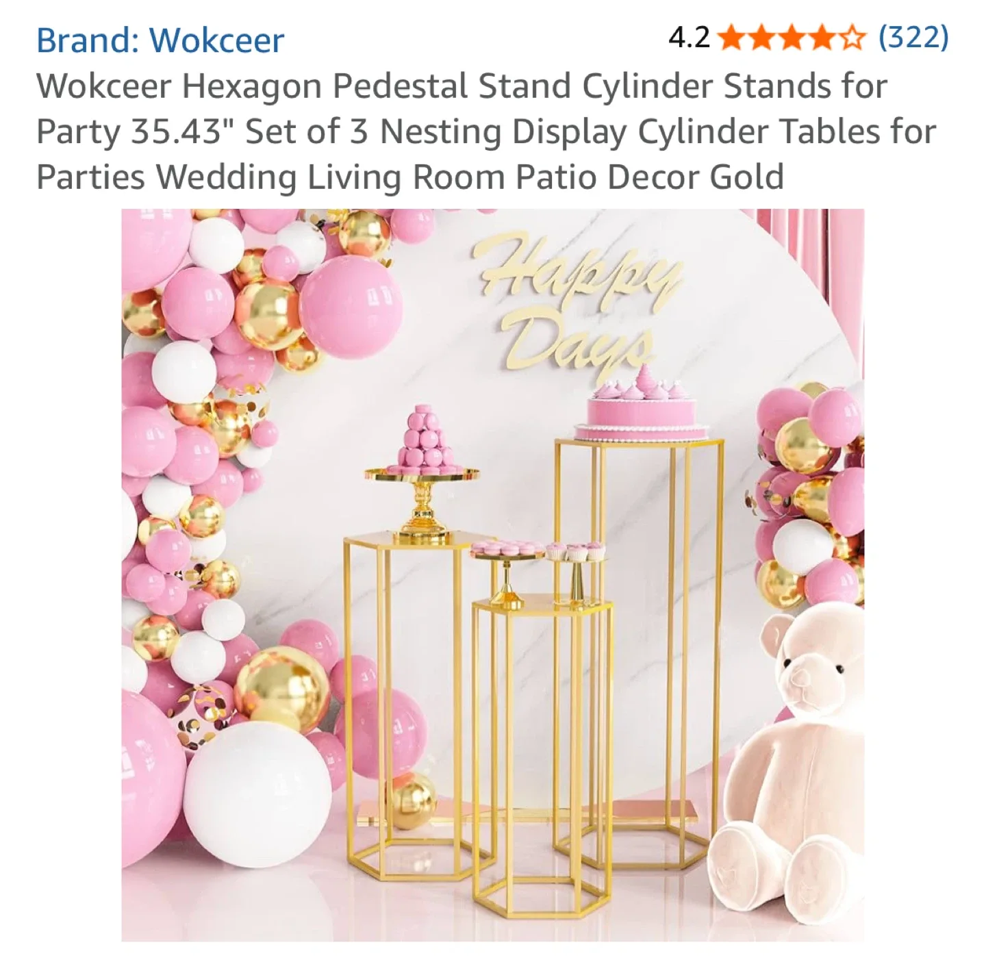 Wokceer Hexagon Pedestal Stand Cylinder Tables - Set of 3 image indicator(4)