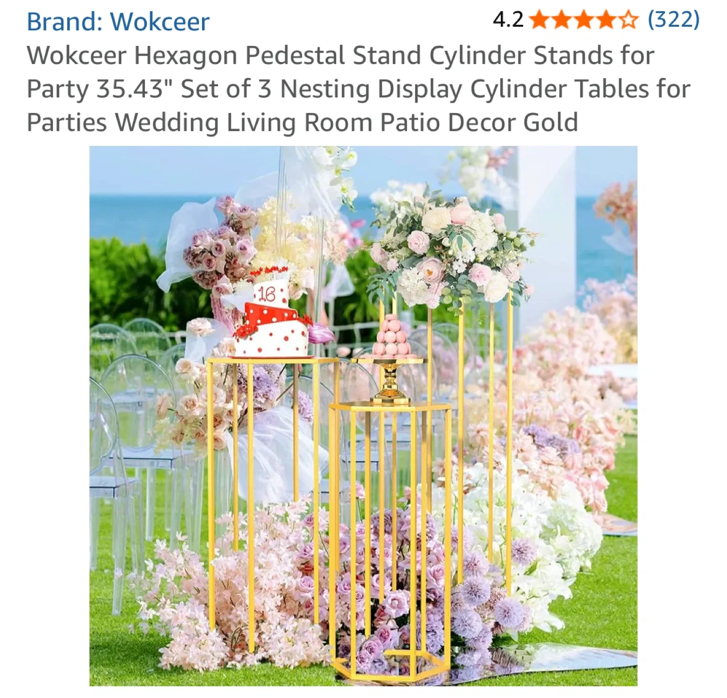 Wokceer Hexagon Pedestal Stand Cylinder Tables - Set of 3 image indicator(5)