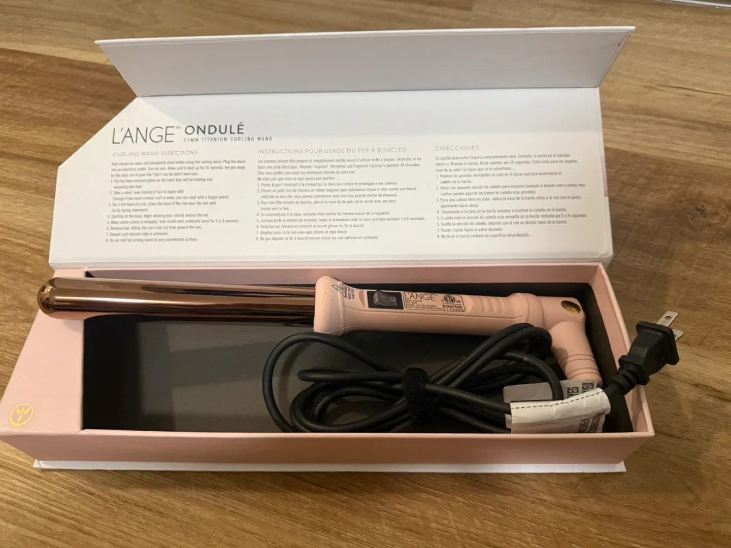 L'ange Ondulé 25mm Titanium Curling Wand - Blush image indicator(2)