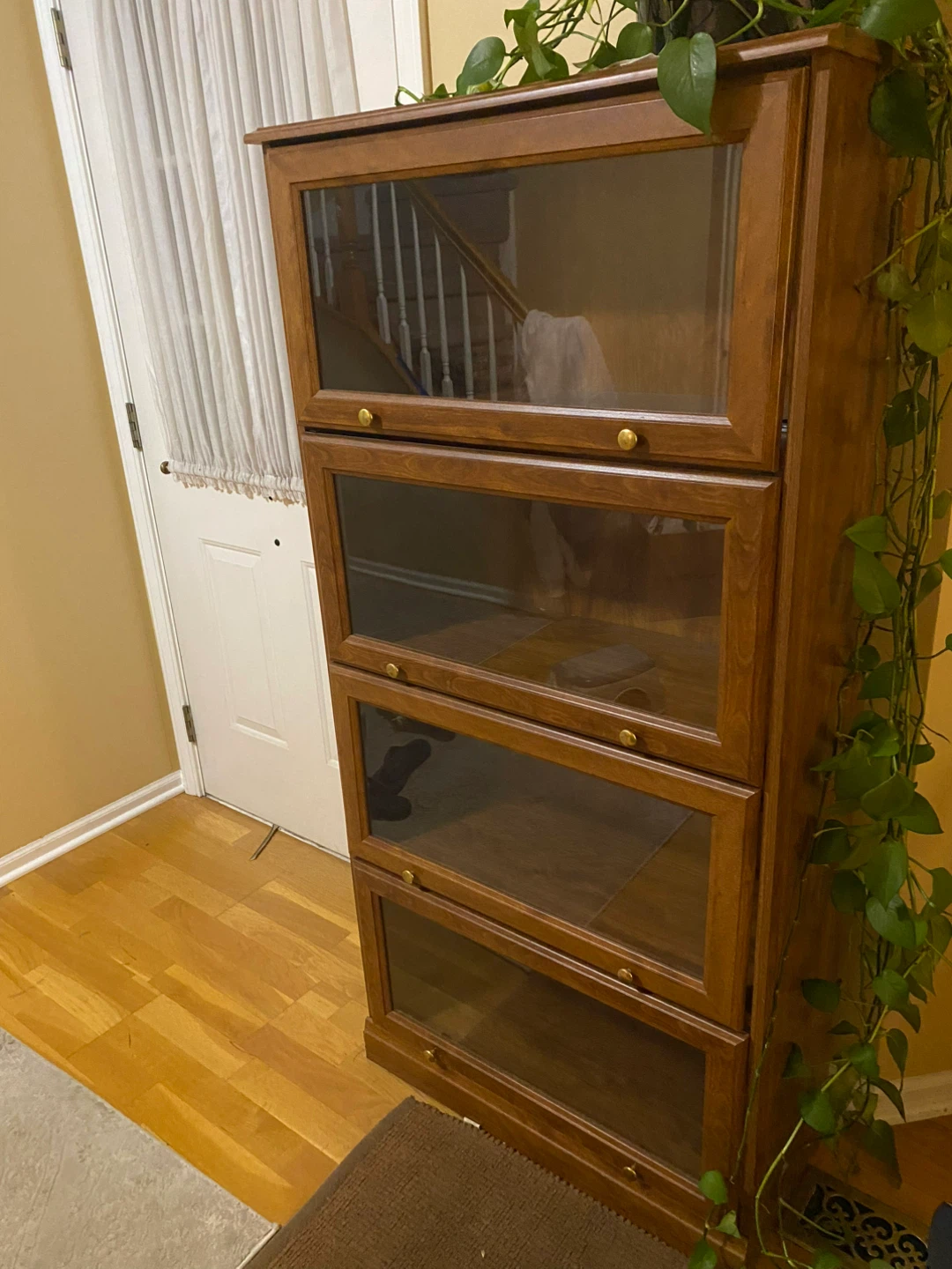 Wooden Bookcase with Glass Doors