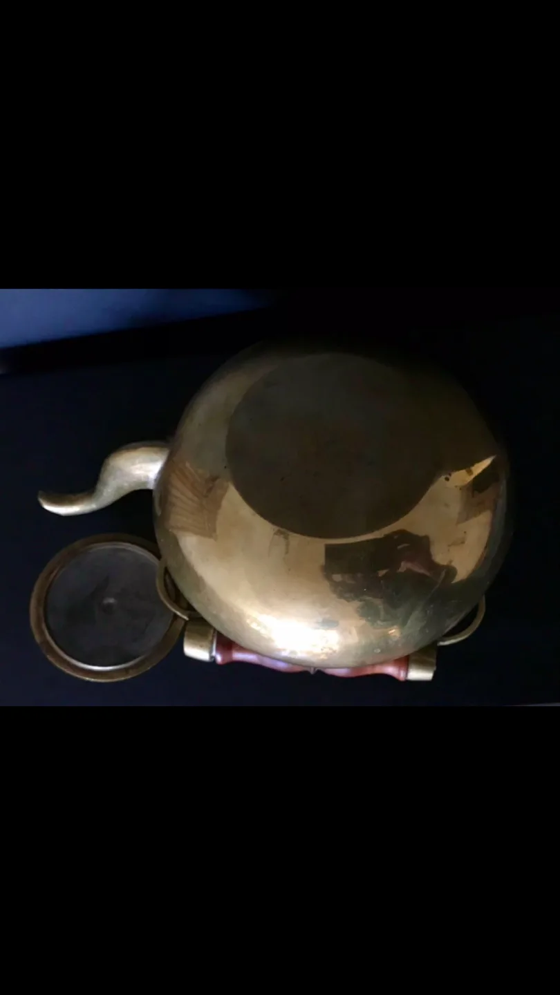 Vintage Brass Etched Tea Kettle image indicator(3)