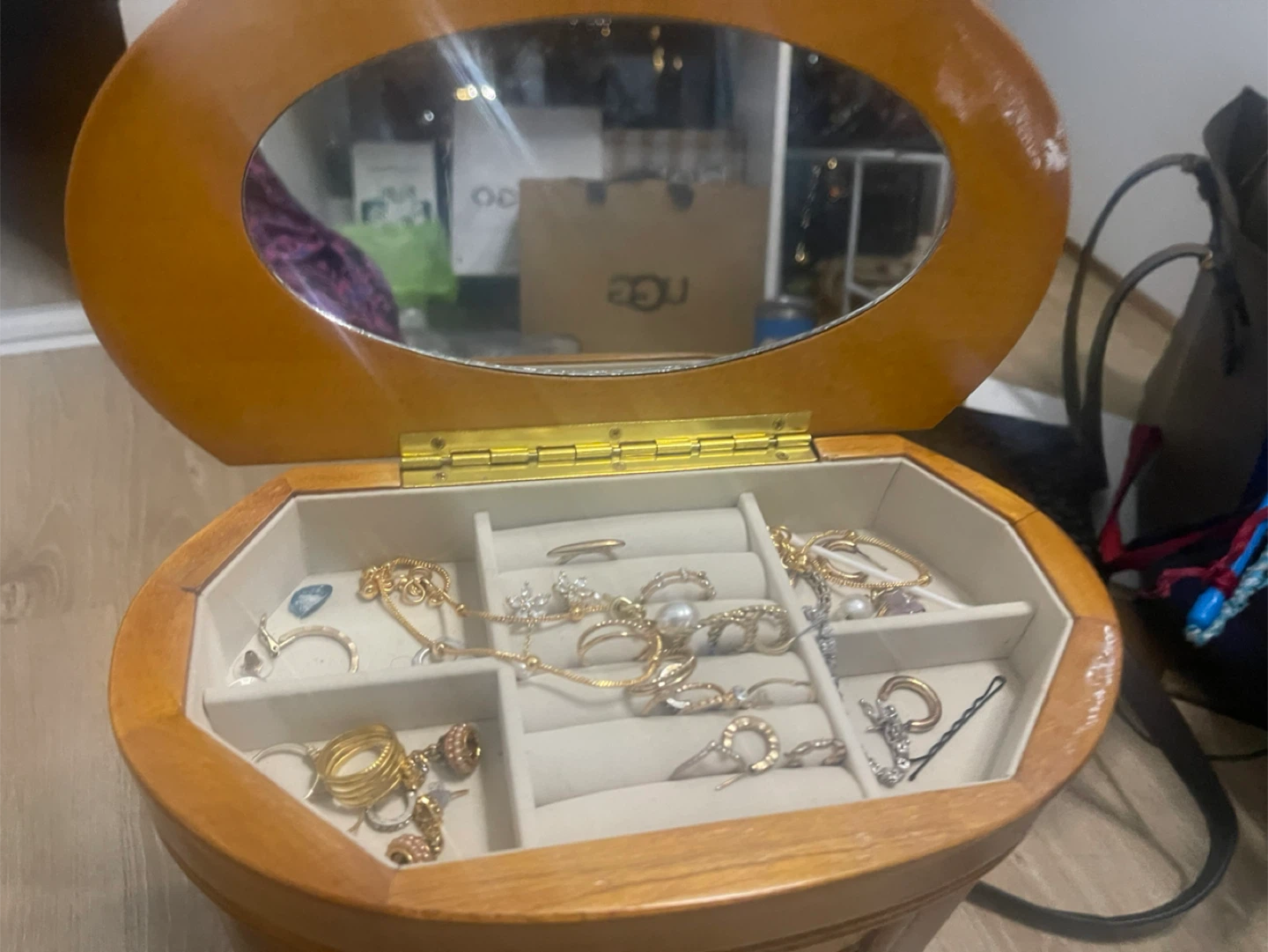 Wooden Jewelry Box with Mirror & Drawers - photo 3