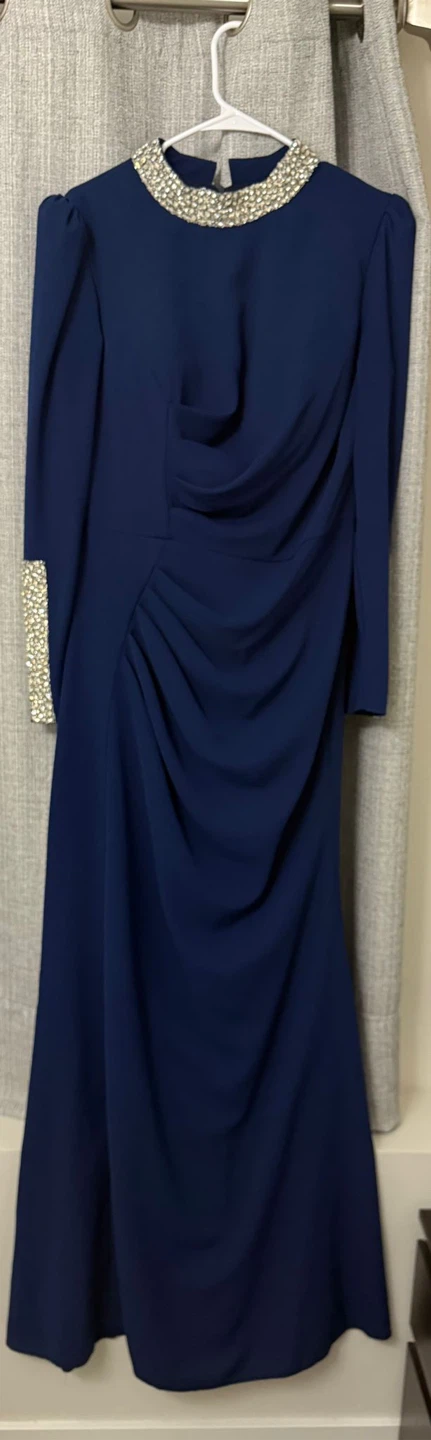 Navy Blue Dress with Rhinestone Detail