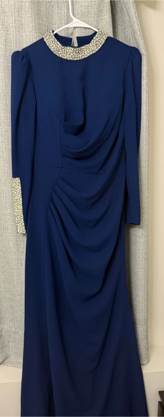 Navy Blue Dress with Rhinestone Detail - photo 2