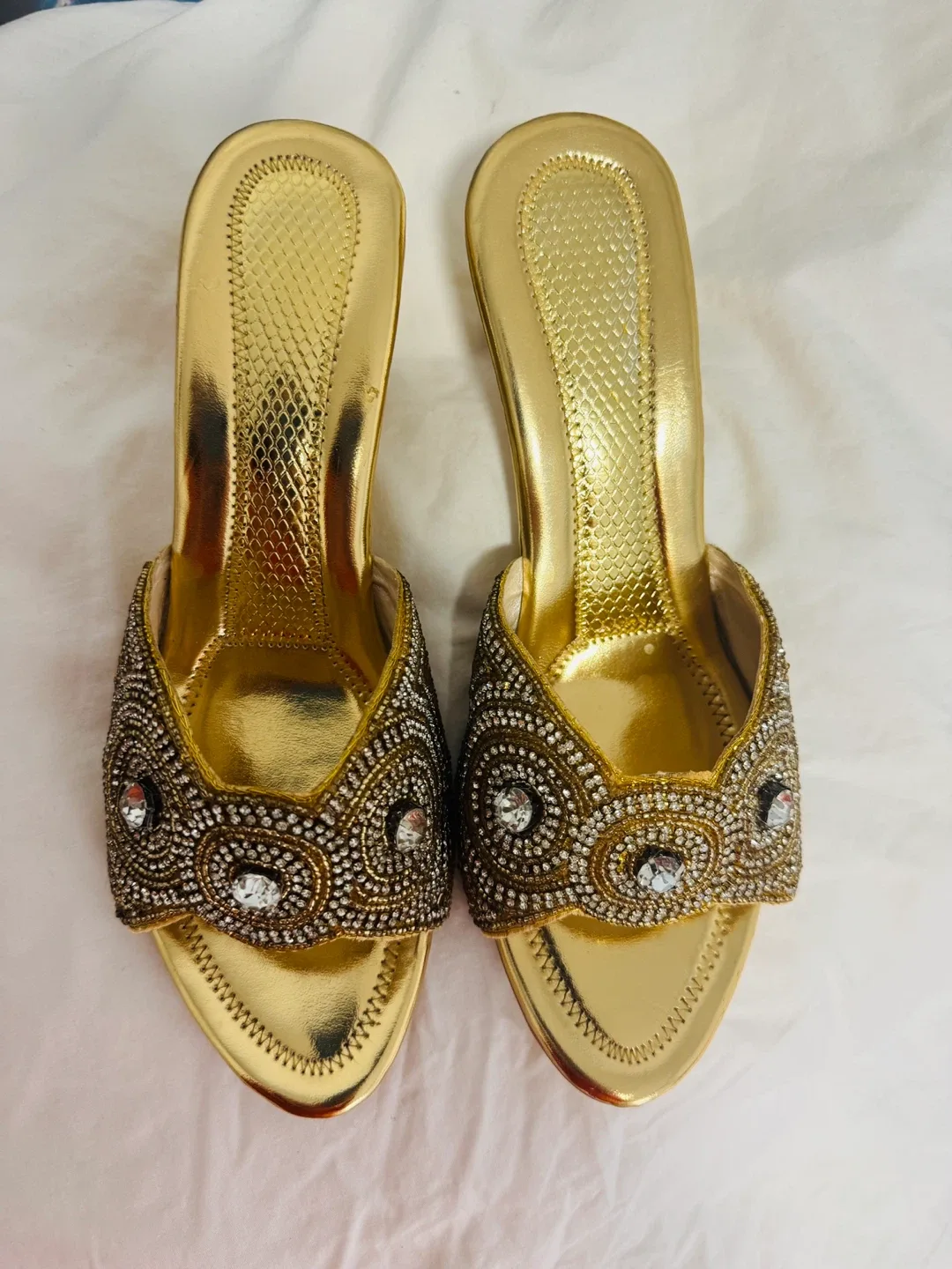 Gold Embellished Heels Size 7 thumbnail