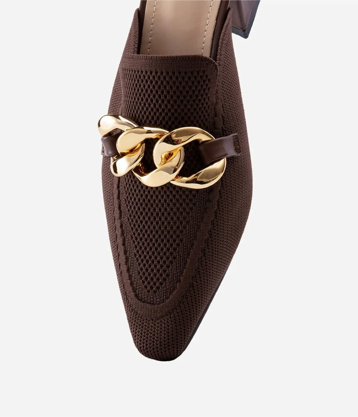 New newbelle brown knit heeled mules size 8 image indicator(2)