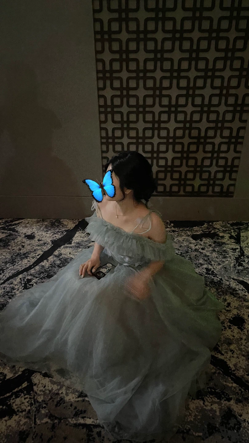 Blue Tulle Off-Shoulder Prom Dress - photo 3