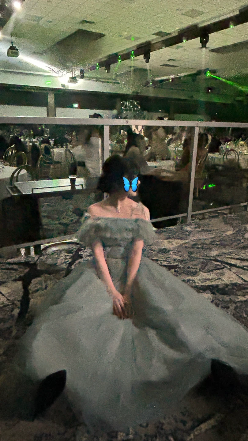 Blue Tulle Off-Shoulder Prom Dress - photo 2