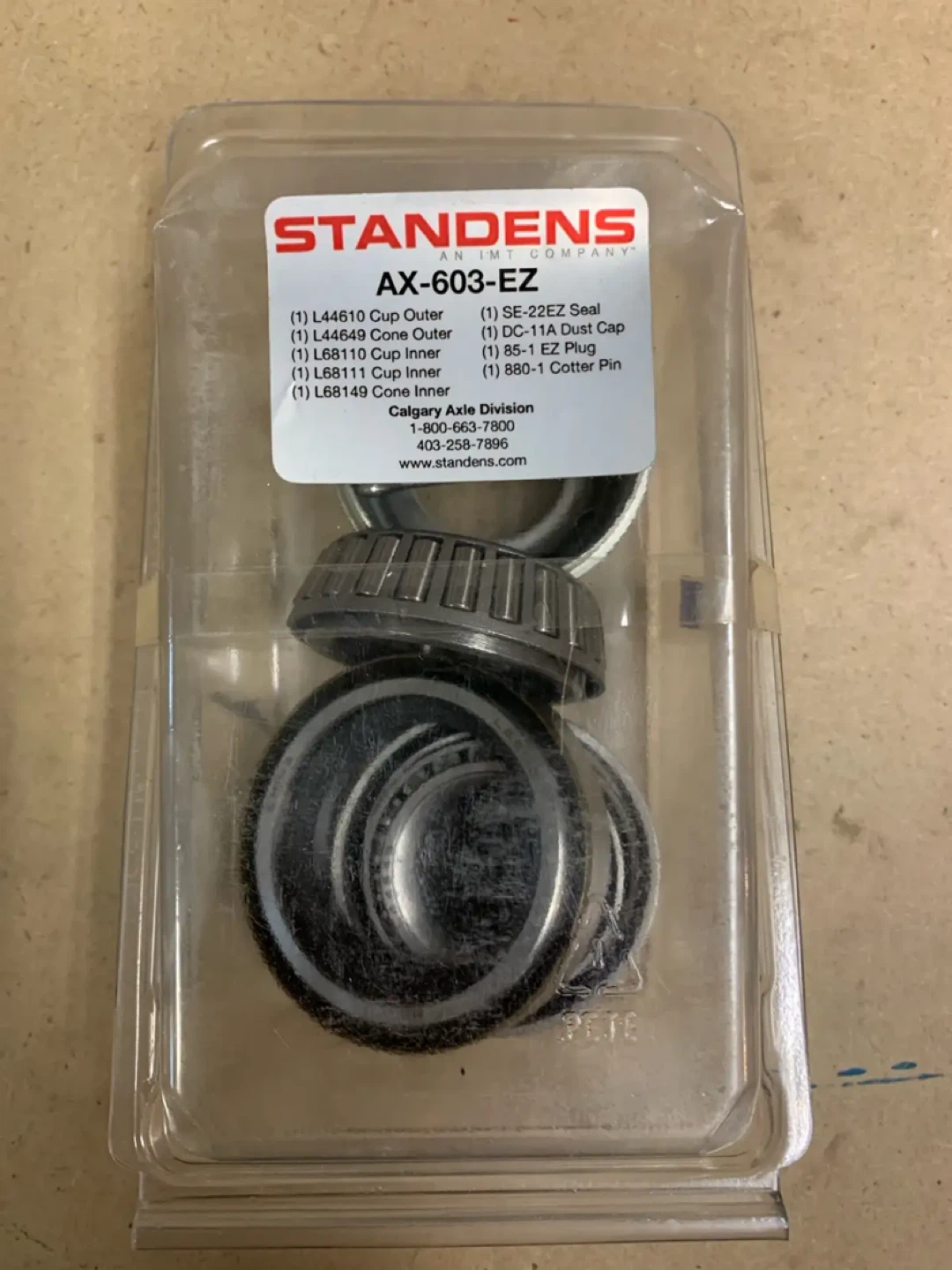 3500LB Trailer Bearing and Seal kit. AX-603-EX