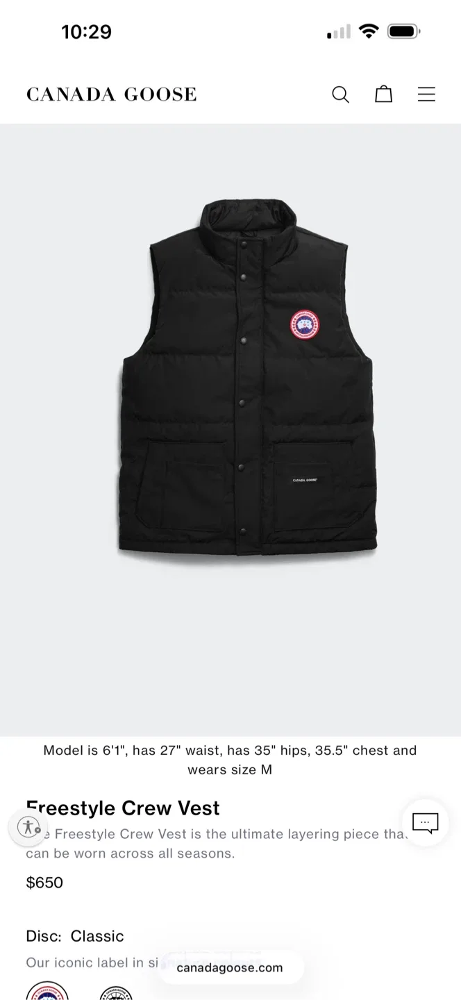 Canada Goose Black Down Vest image indicator(10)