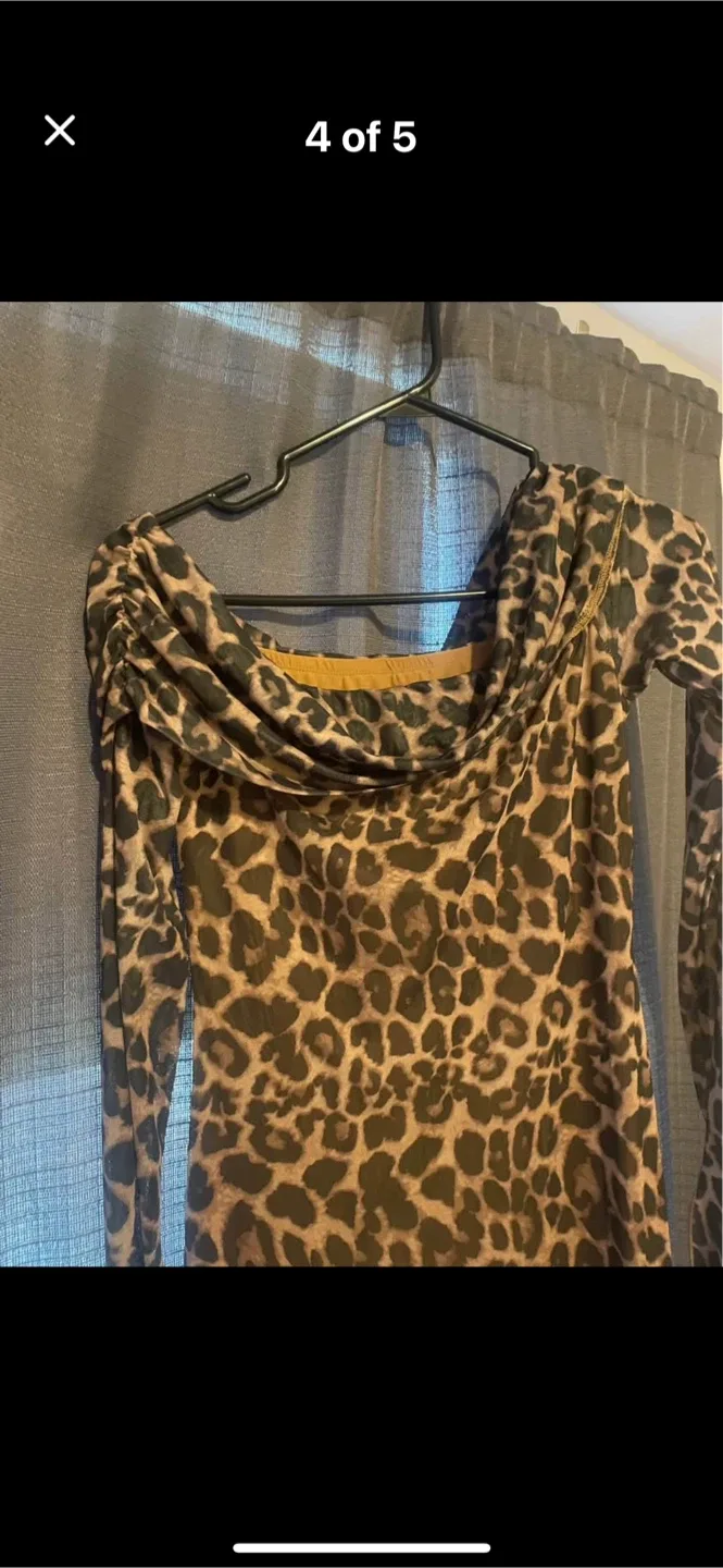 Leopard Print Long Sleeve Dress image indicator(4)