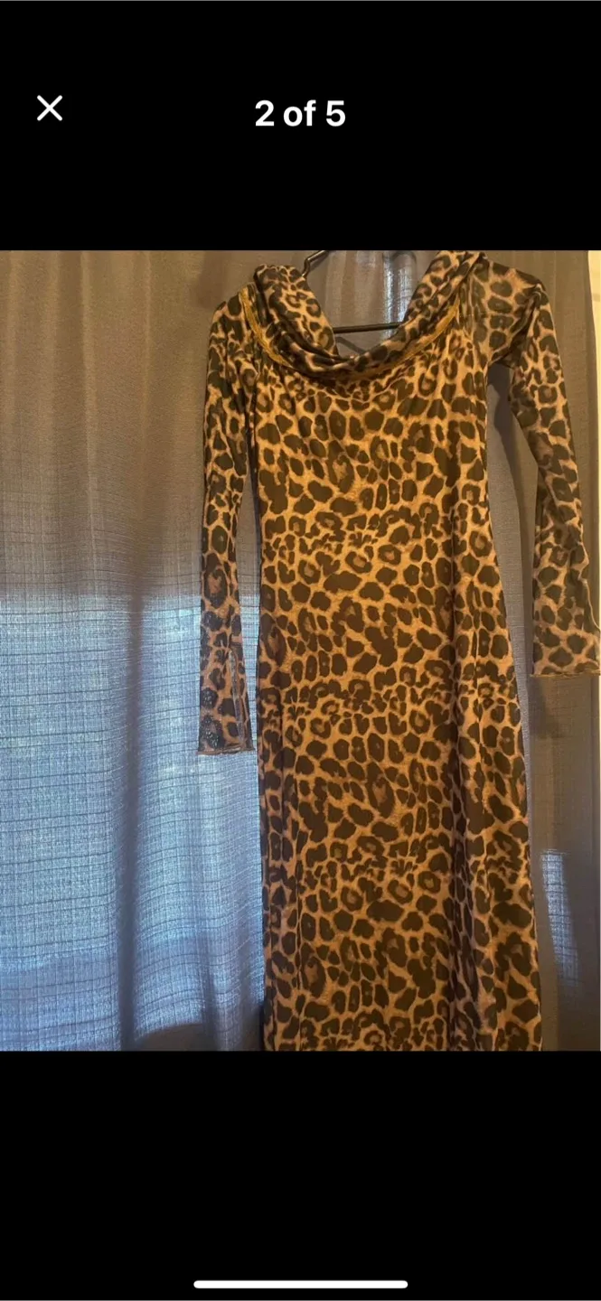 Leopard Print Long Sleeve Dress image indicator(2)