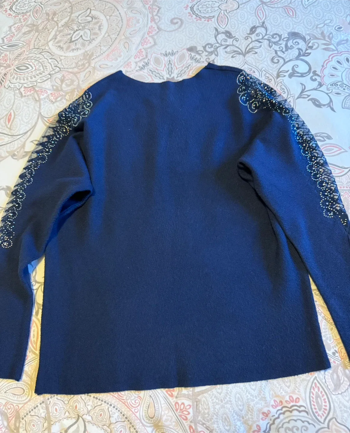 Women Navy Blue Embellished Sweater. Medium image indicator(3)
