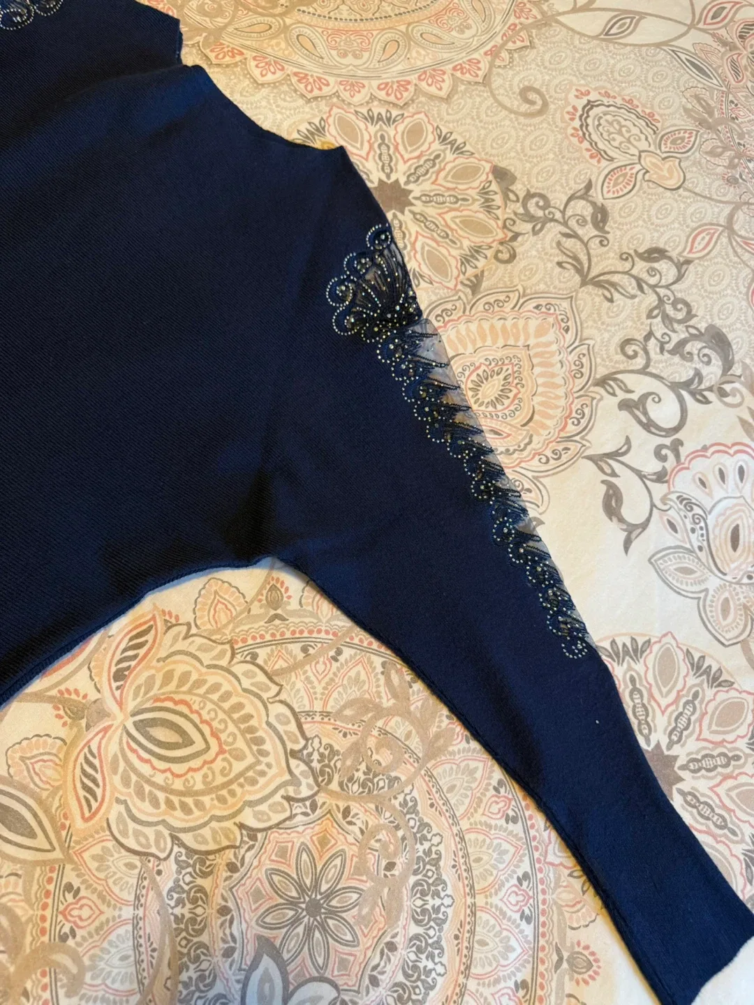 Women Navy Blue Embellished Sweater. Medium image indicator(4)
