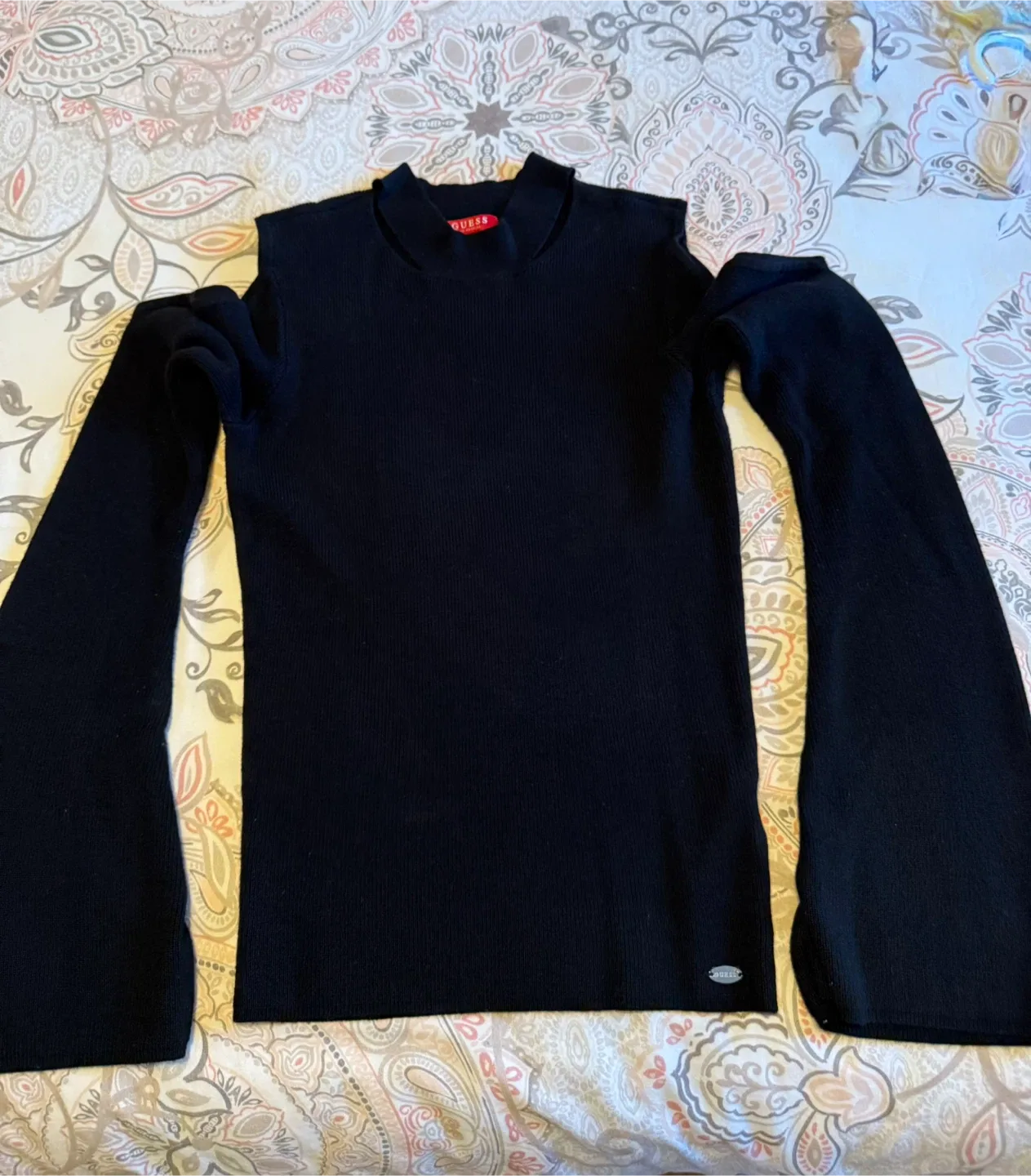 Women Guess Black cold shoulder Long Sleeve Top thumbnail