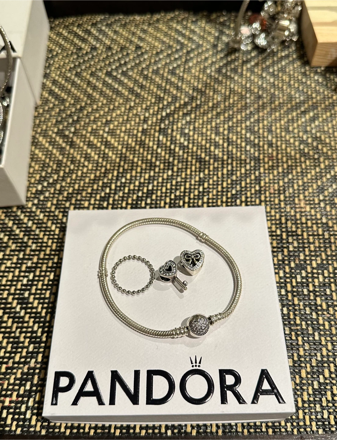 Pandora Bracelet with Charms and Ring