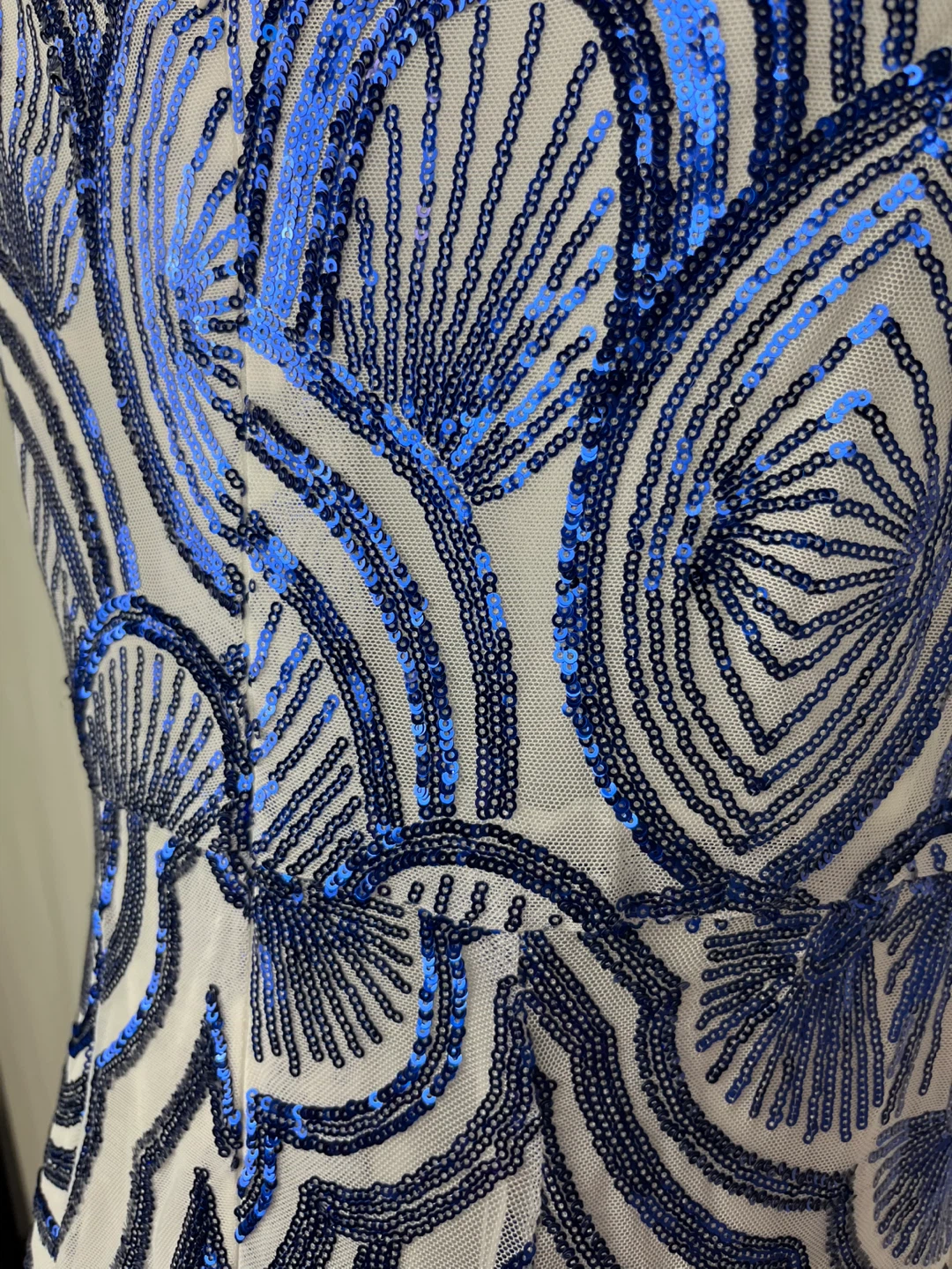 Sequin Pattern Maxi Dress - Blue & White Size M - photo 4