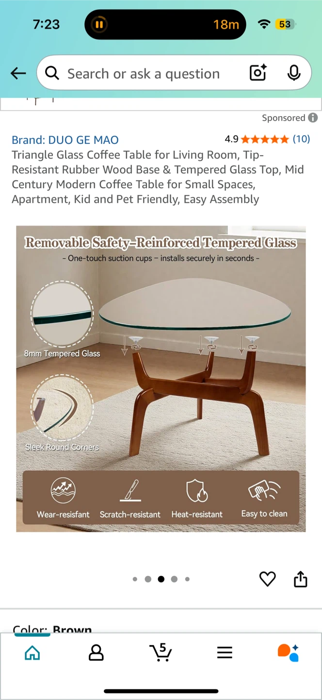 DUO GE MAO Triangle Glass Coffee Table - Brown - photo 4