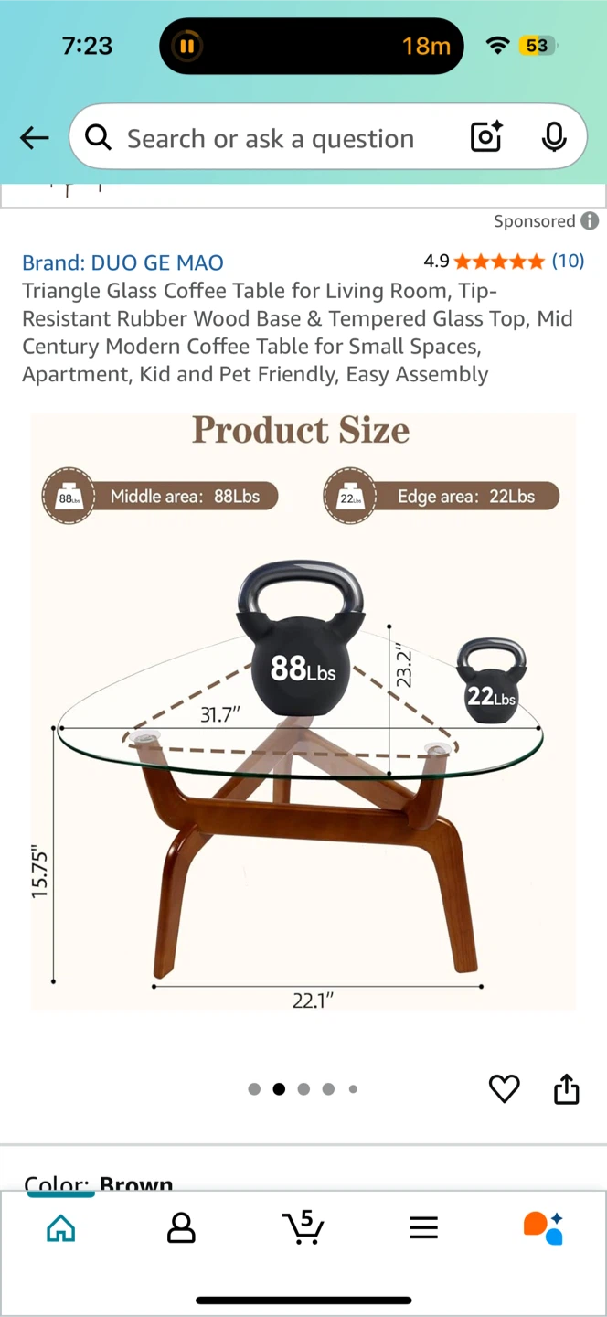 DUO GE MAO Triangle Glass Coffee Table - Brown - photo 3