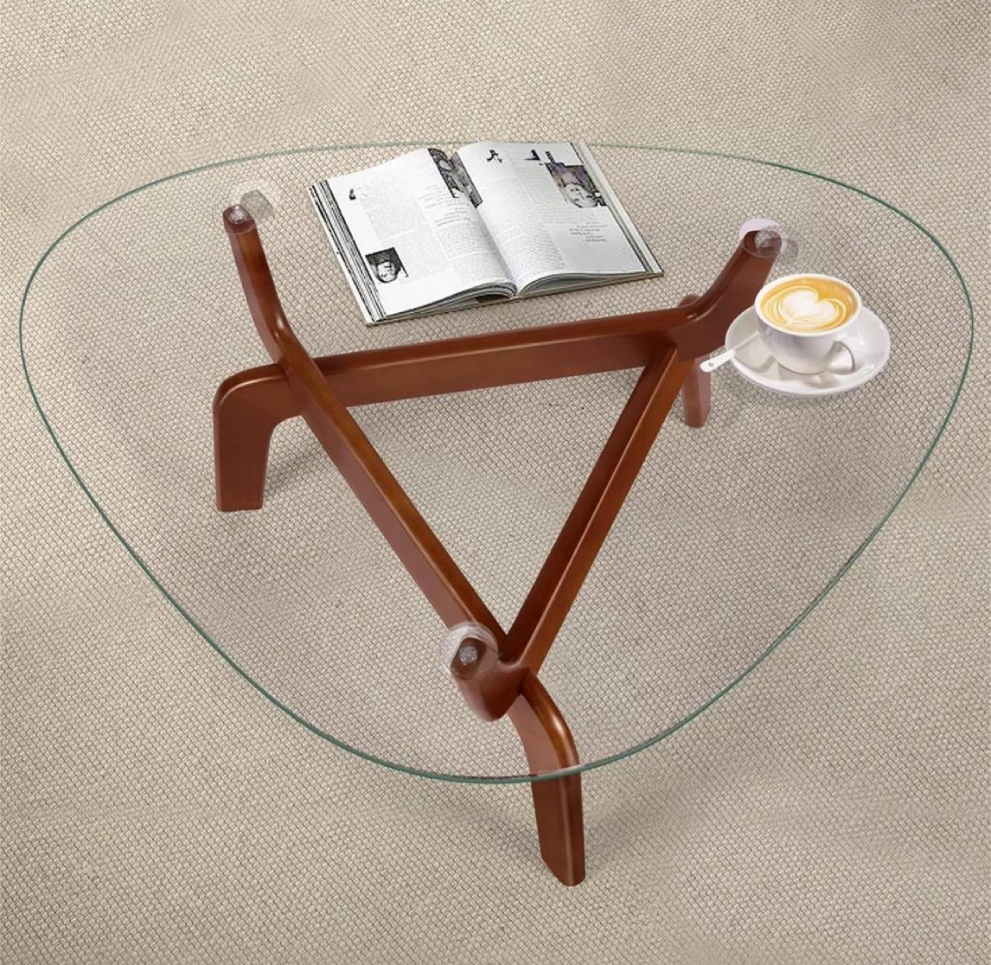 DUO GE MAO Triangle Glass Coffee Table - Brown